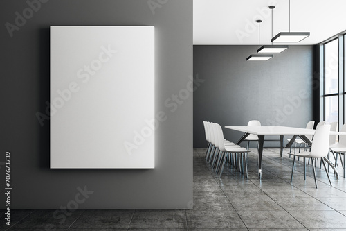 Contemporary conference room with empty banner