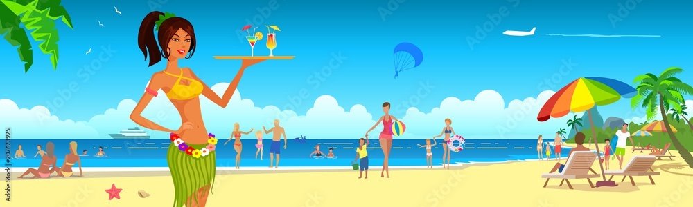 Summer beach holiday - obrazy, fototapety, plakaty 