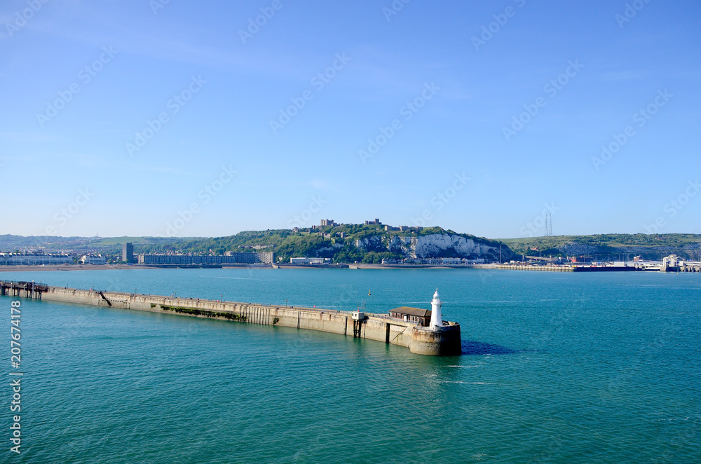 Prince of Wales Pier and the White Cliffs of Dover. Prince of Wales Pier and the White Cliffs of Dover.