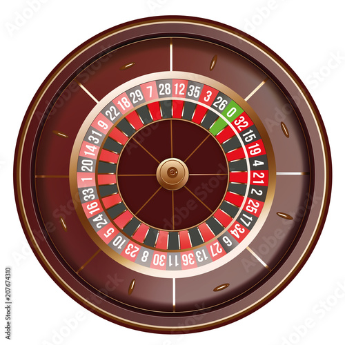 Casino roulette wheel top view isolated on white background. 3d vector illustration