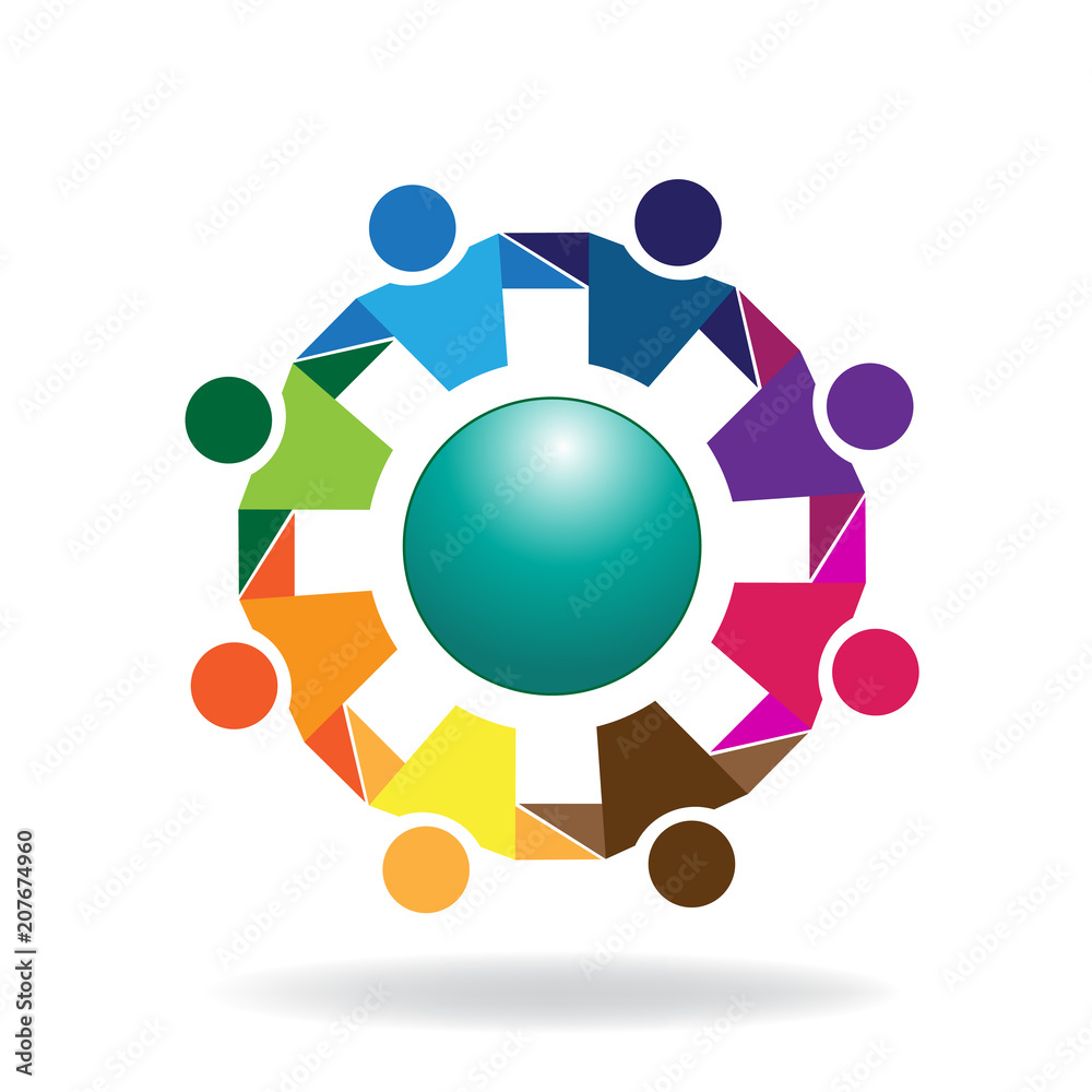 Logo teamwork hugging business people icon vector image Logo teamwork hugging business people icon vector image