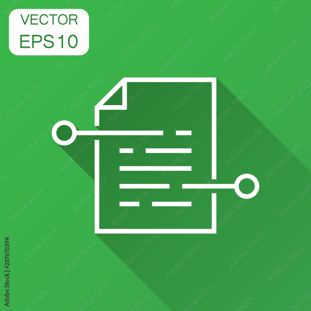 Document paper icon in flat style. Terms sheet illustration with long shadow. Document analytics business concept. Document paper icon in flat style. Terms sheet illustration with long shadow. Document analytics business concept.