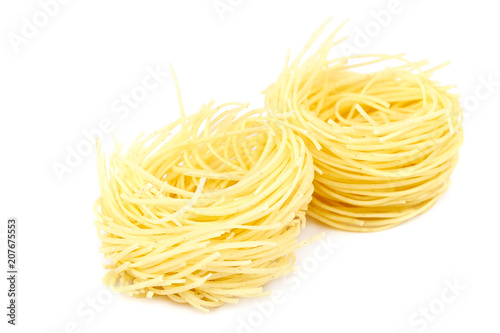 Vermicelli pasta isolated on a white background.