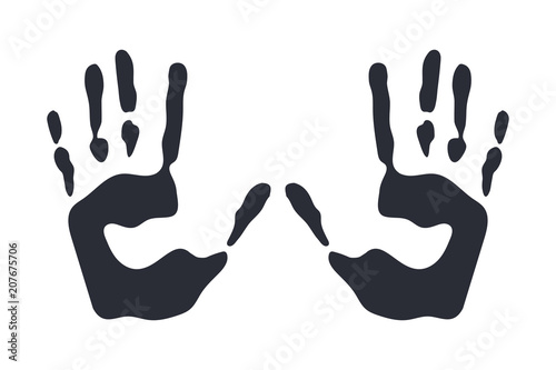 Human handprints, man hand stamp, black vector illustration without background