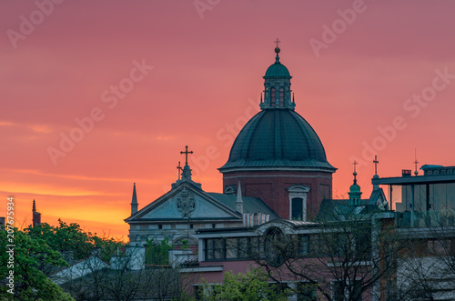 Krakow, Poland, st Peter and Paul church during sunrise