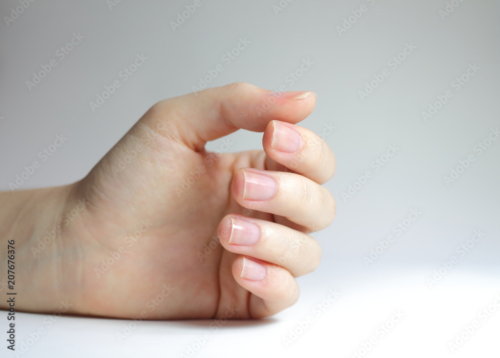 Female hands and nails are done. Long nails might be unsafe and carry on bacterias. Short nails are healthier Female hands and nails are done. Long nails might be unsafe and carry on bacterias. Short nails are healthier