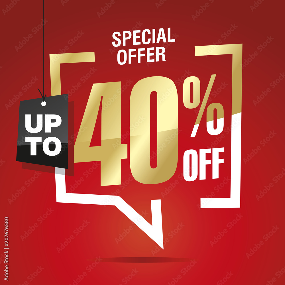 Naklejka premium 40 percent off sale isolated gold red sticker icon