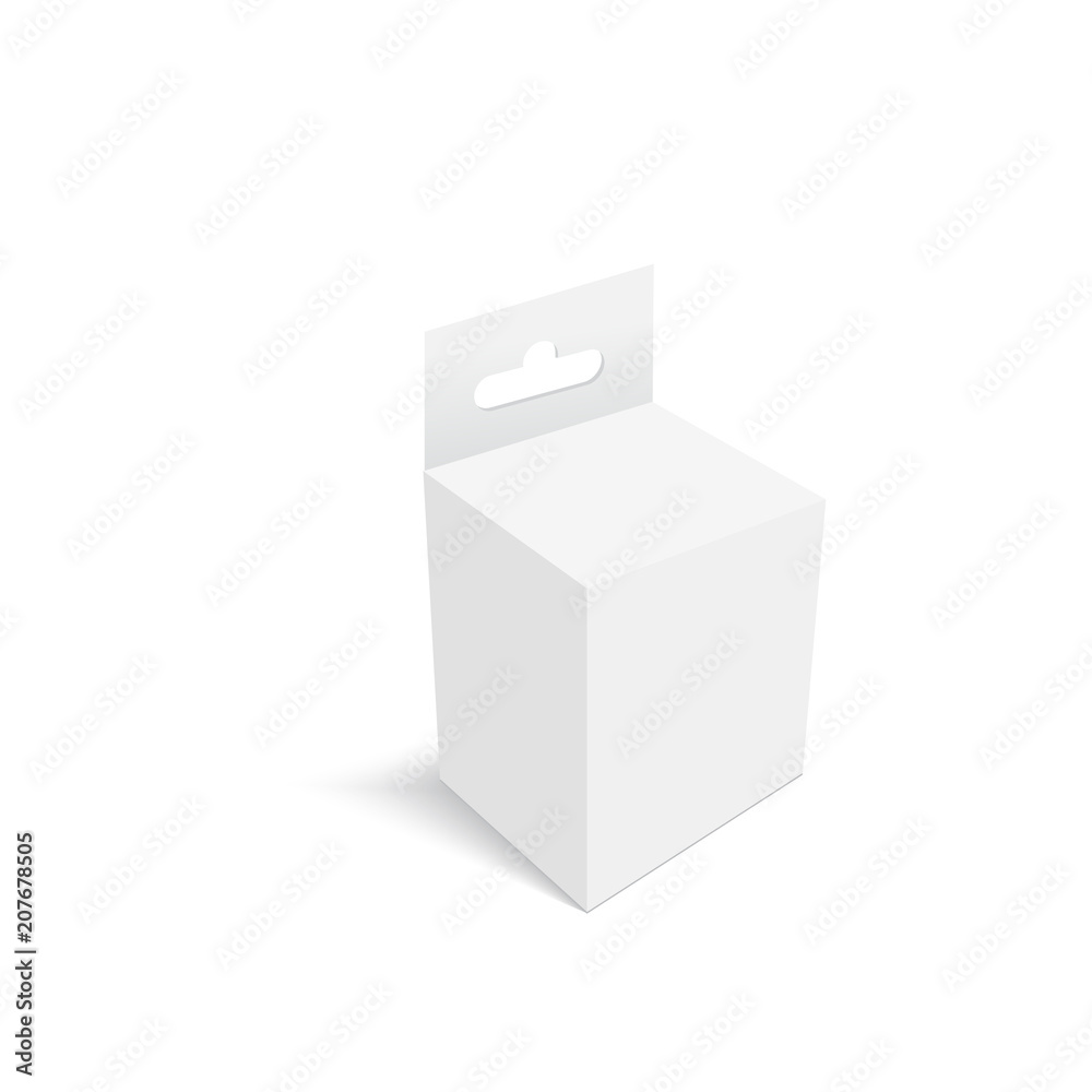 White Product Package Box With Hang Slot. Mock Up. Vector. White Product Package Box With Hang Slot. Mock Up. Vector.