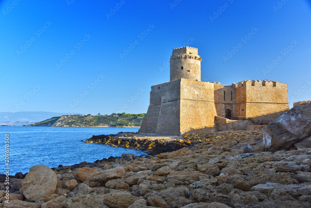 The castle in the Isola di Capo Rizzuto, Calabria, Italy
