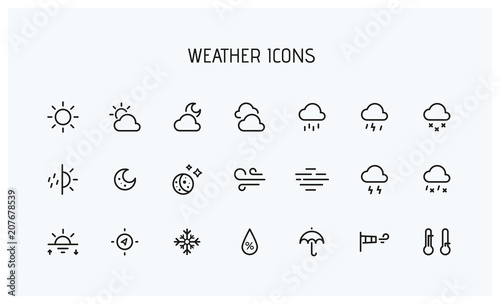 Modern weather icons set. Flat vector symbols