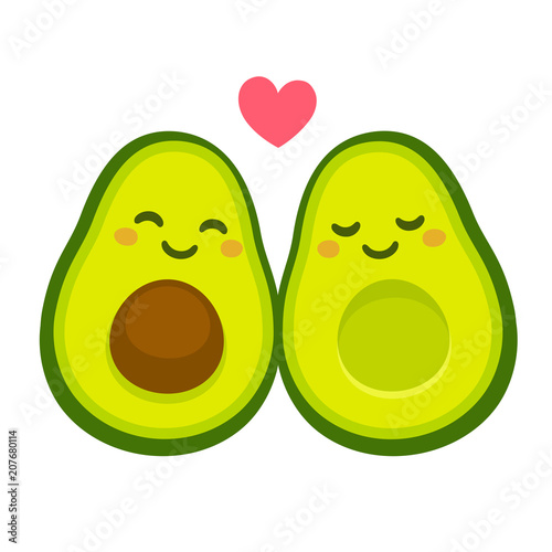 Cute avocado couple in love photo