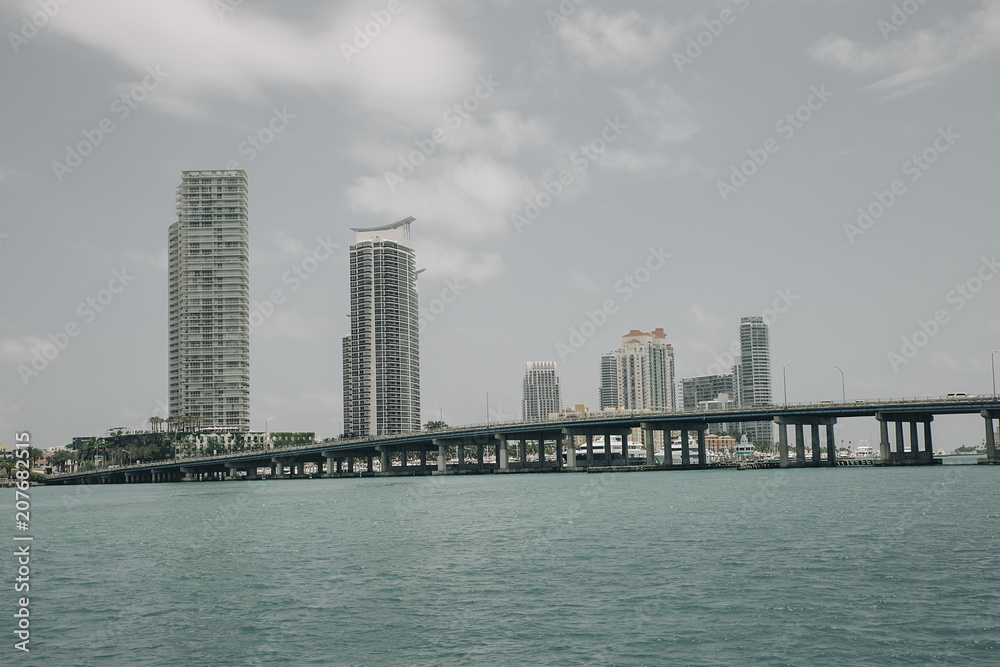 Fototapeta premium Miami Waterfront sight from the sea