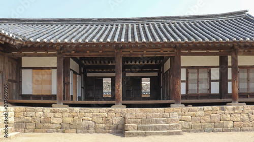 The front view of Korean traditional house.