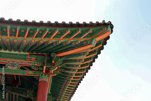 The eaves of the colorful traditional houses.