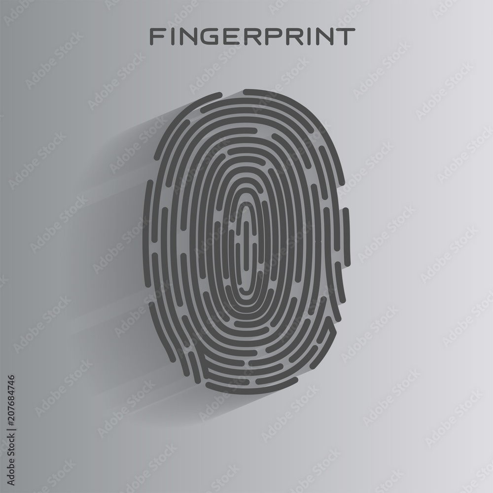 Black Fingerprint Identification Symbol. Vector. Black Fingerprint Identification Symbol. Vector.