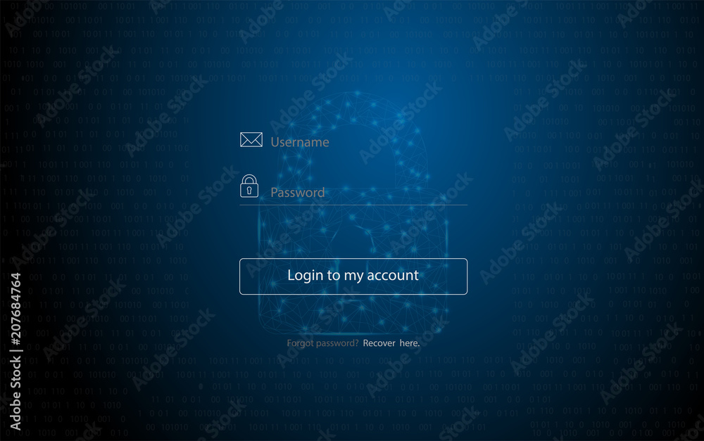 authentication page  with gdpr protection sign