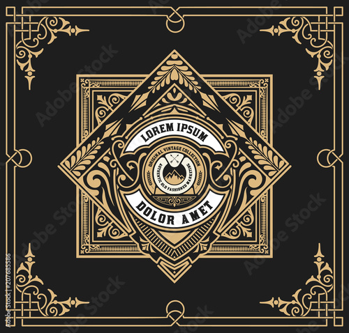 Vintage label with floral details