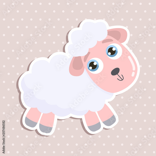 Wallpaper Mural Cute little sheep sticker. Flat design. Torontodigital.ca