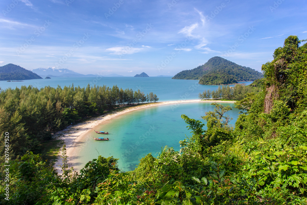 White sand beach at Khang Khao Island (Bat island), Ranong Province, Thailand.