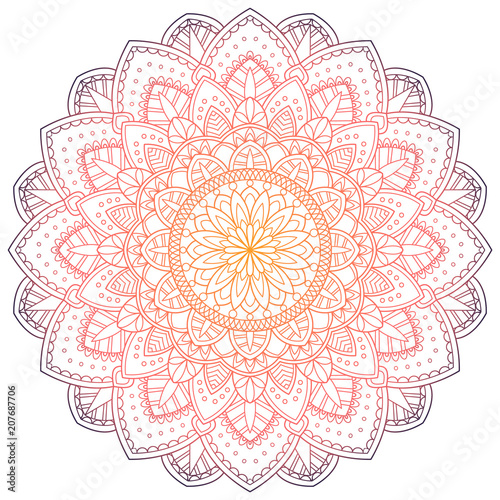 Mandala pattern colored background. Vector illustration. Meditation element for India yoga. Ornament for decorating a greeting. Set of vintage Wedding Invitation card