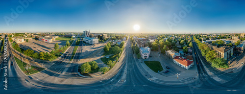 360 VR Drone r Riga city houses and Block of flats  summer picture for Virtual reality  Street Panorama