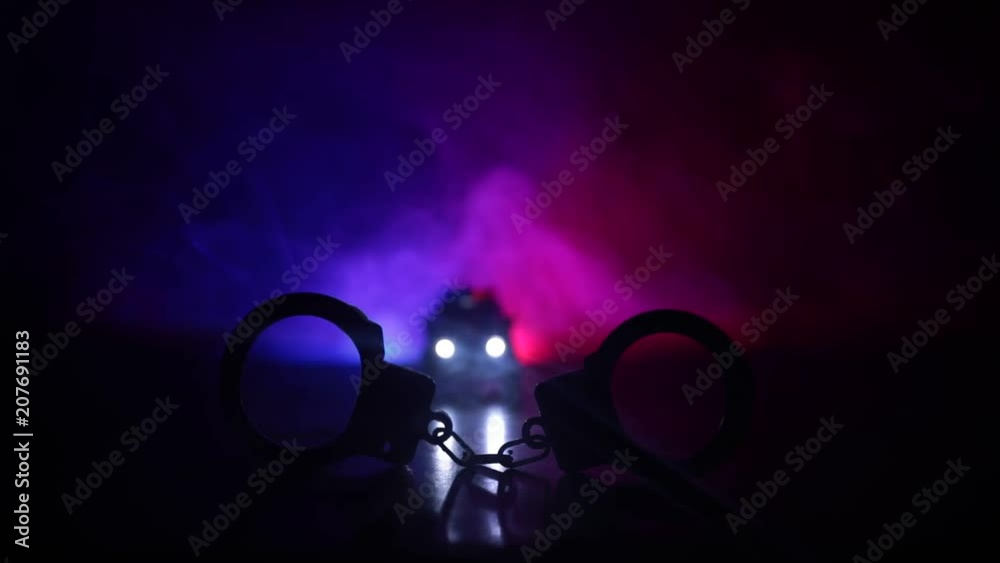 Police Raid Graphics Vidéo Stock Police raid at night and you are under arrest concept ...