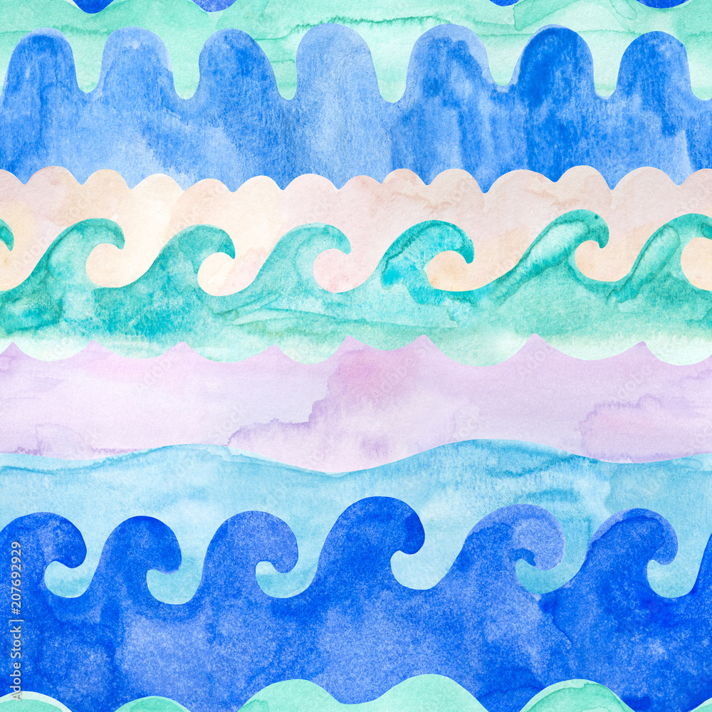 Watercolor waves seamless pattern Watercolor waves seamless pattern