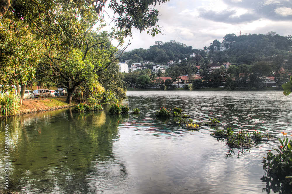 View over the lake in Kandy, Sri Lanka.