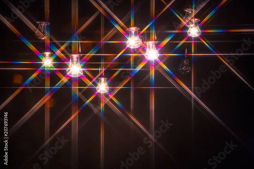 Glare from the lamps. Incan...