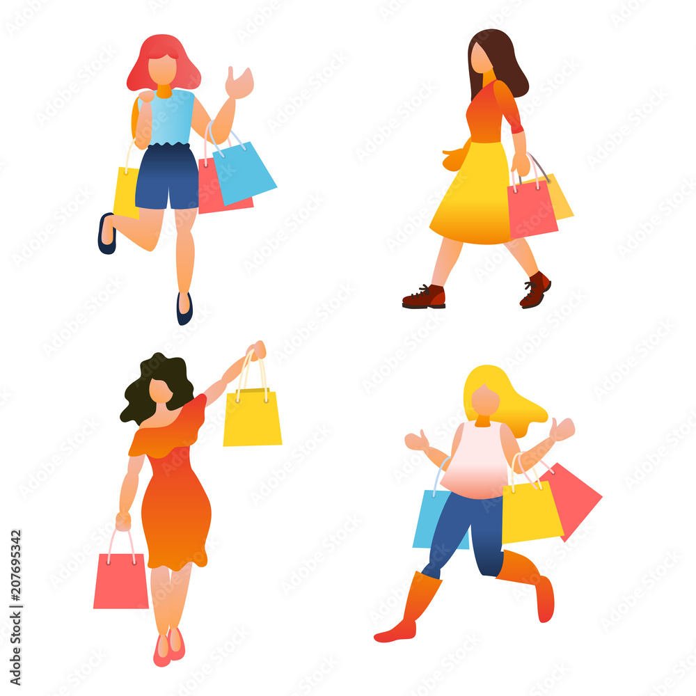 Female Shopping, Girls with shopping bag Female Shopping, Girls with shopping bag