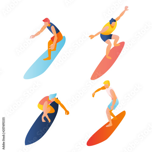 Man, boy Surfing Pose illustration