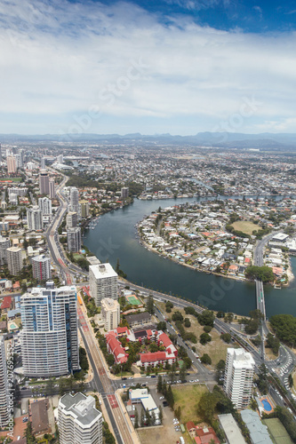 Gold Coast Queensland Australia - Nerang River aerial view - Surfers Paradise. © jeayesy