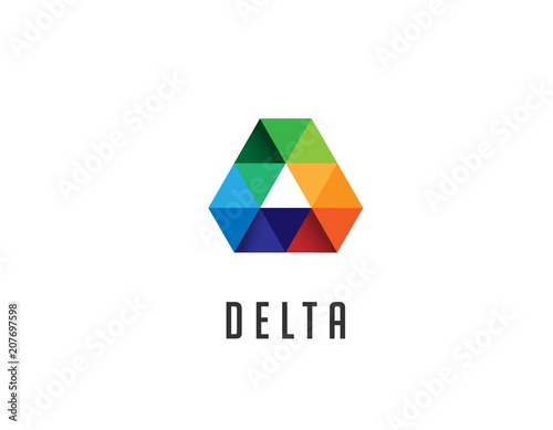 Delta triangle logo sign, 3d vector illustration