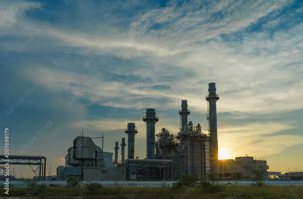 Power plant in the industrial estate with twilight sunset Power plant in the industrial estate with twilight sunset