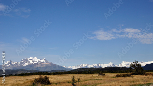 Peak of Monte Balmacedo  2035 m  Patagonia  Chile  and other glaciated peaks of Bernardo O  Higgins national park.