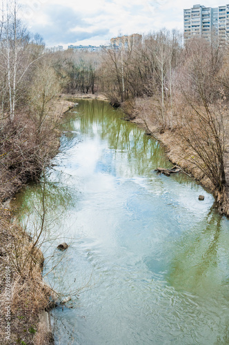 Moscow, Russia. The Setun river in the Ochakovo-matveyevskoye district. Spring photo