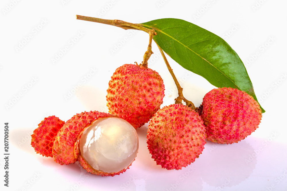 lychees isolated on the white background