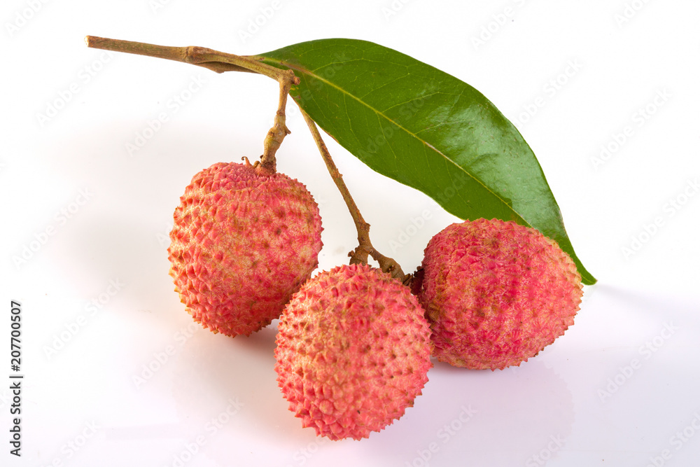 lychees isolated on the white background lychees isolated on the white background
