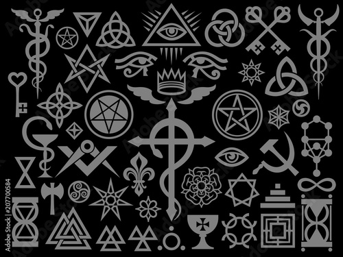 Medieval Occult Signs And Magic Stamps, Sigils, Locks, Knots. Mystic symbols of the Illuminati, Masonic Rituals and Black Magic. (Silver Black Edition).