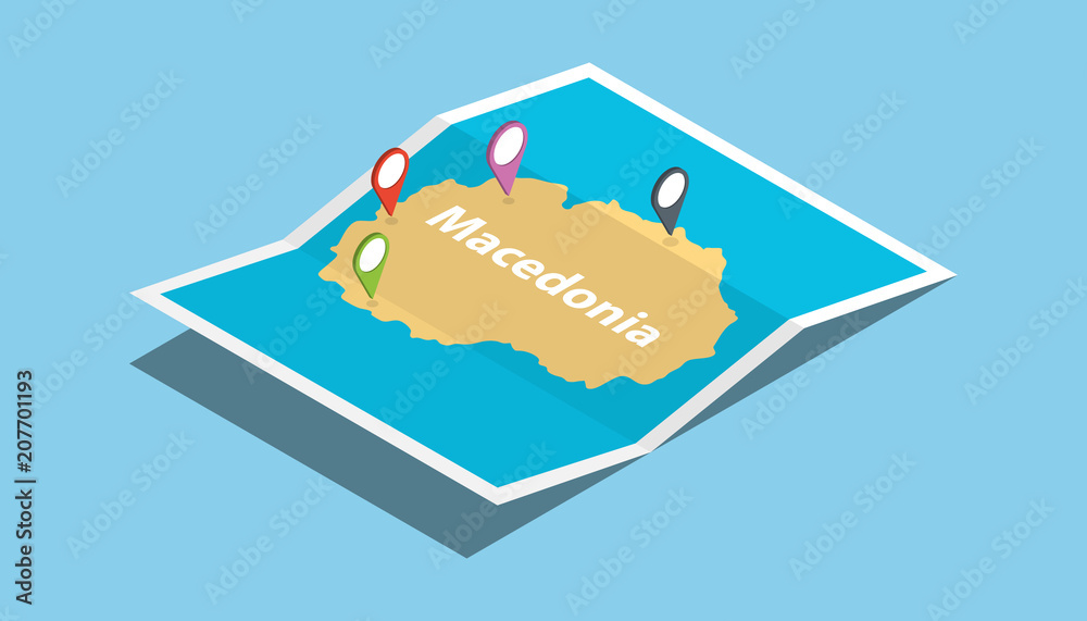 republic of macedonia explore maps country nation with isometric style and pin location tag on top