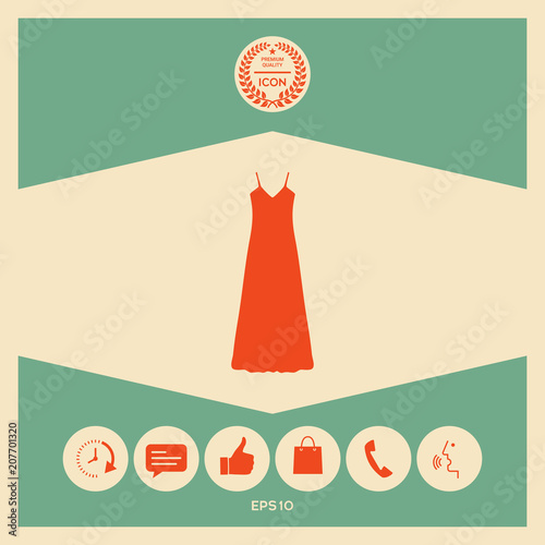 Long Dress, Evening dress, combination or nightie , the silhouette. Menu item in the web design