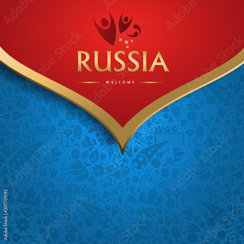 Welcome to russia background of soccer event