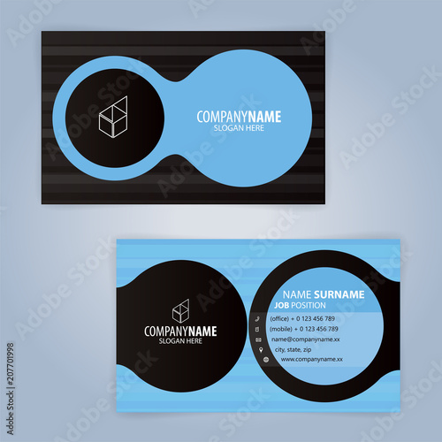 Blue and Black modern business card template, Illustration Vector 10