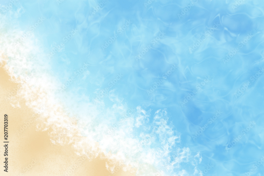 Obraz premium 水彩の波打ち際の背景