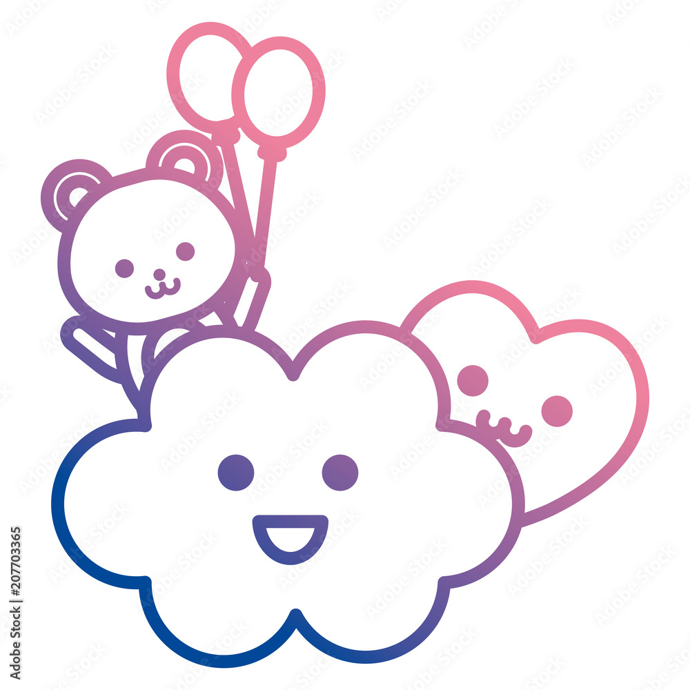 cute bear teddy with cloud and heart kawaii characters vector illustration cute bear teddy with cloud and heart kawaii characters vector illustration