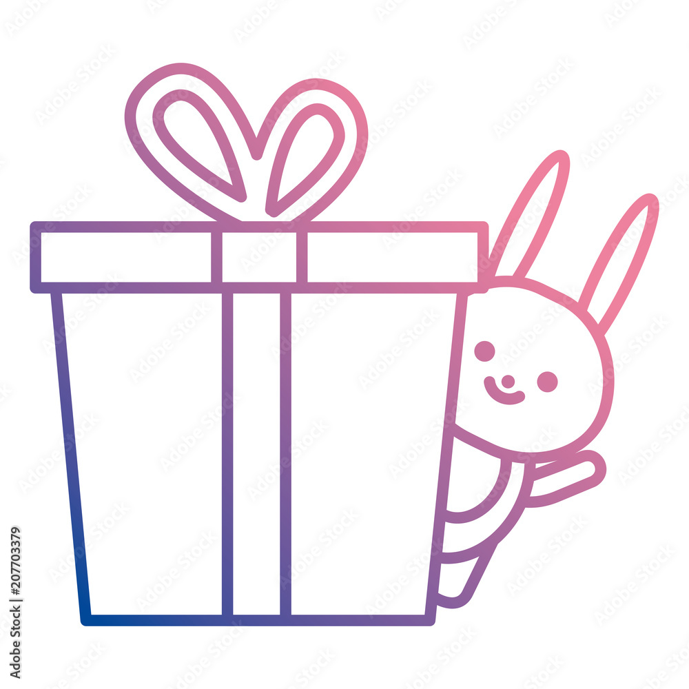 giftbox present with rabbit kawaii birthday celebration vector illustration design giftbox present with rabbit kawaii birthday celebration vector illustration design
