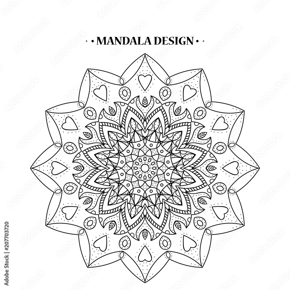 Mandala vector  illustration.Mandala design. Arabic and Indian motifs.