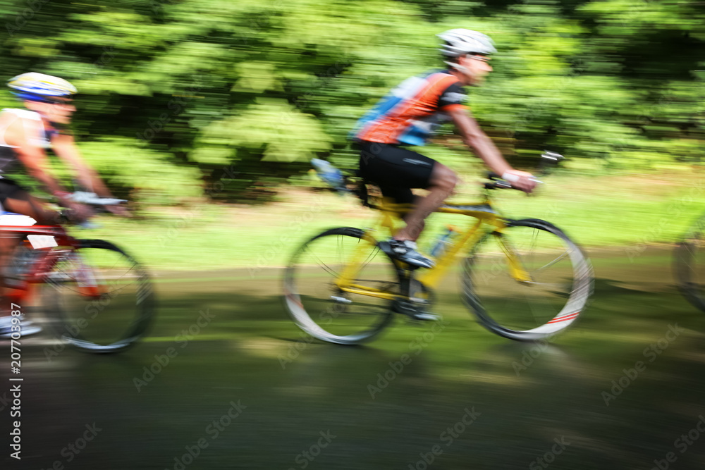 Racing Cyclists, motion blurred