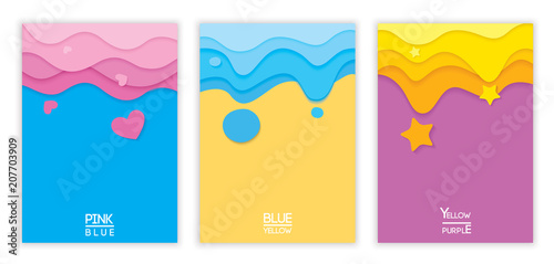 Illustration vector of colorful background design with pink, blue, purple colors for set cover or template.