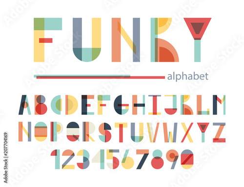 Funky colorful alphabet. Child alphabet for your design.